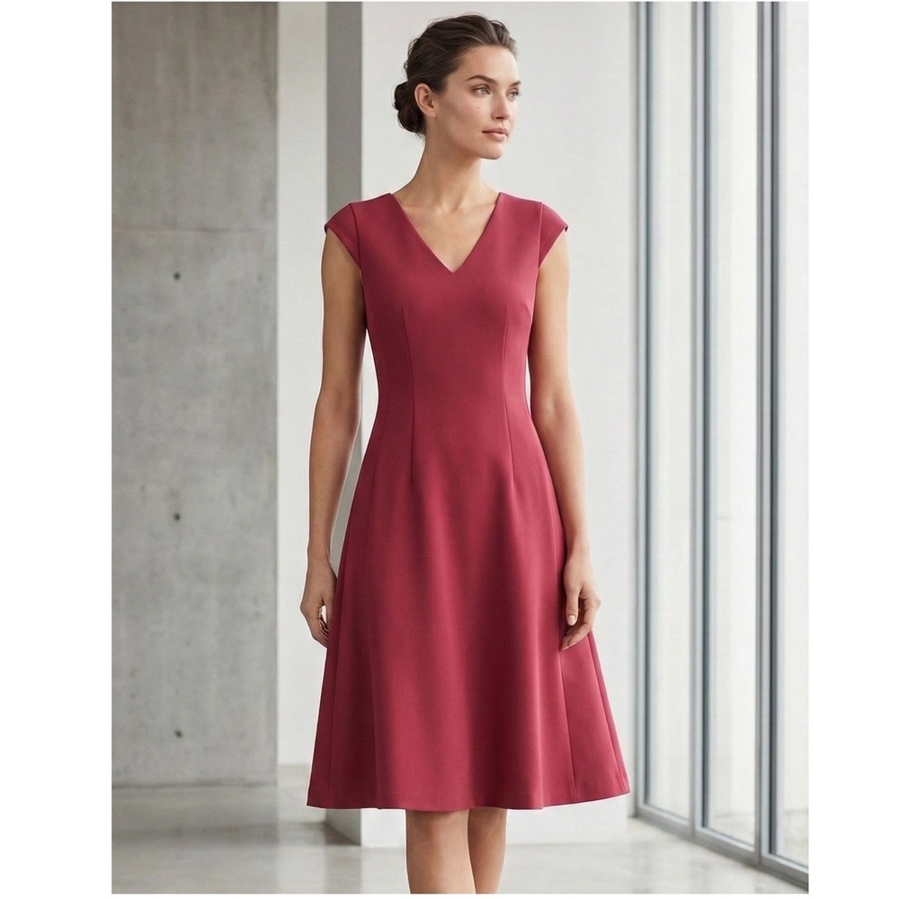 Ann Taylor Sleeveless V-Neck Midi Dress Career‎ Occasion Size 4